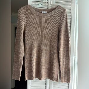 Closed Ribbed Knit Sweater - Brown